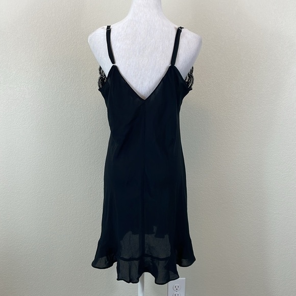 Oscar de la Renta pink label black lace floral embroidered lingerie dress size L - Picture 5 of 8